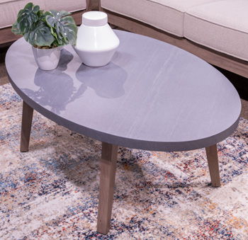 Francis Beach - Natural / Gray - Oval Cocktail Table