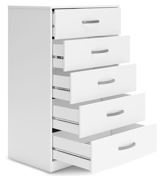 Flannia - White - Five Drawer Chest - 46" Height