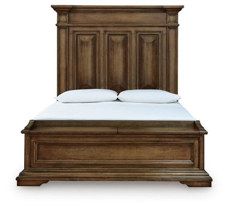 Frantanna - 3 Pc. - Queen Panel Storage Bed, Dresser And Mirror - Brown