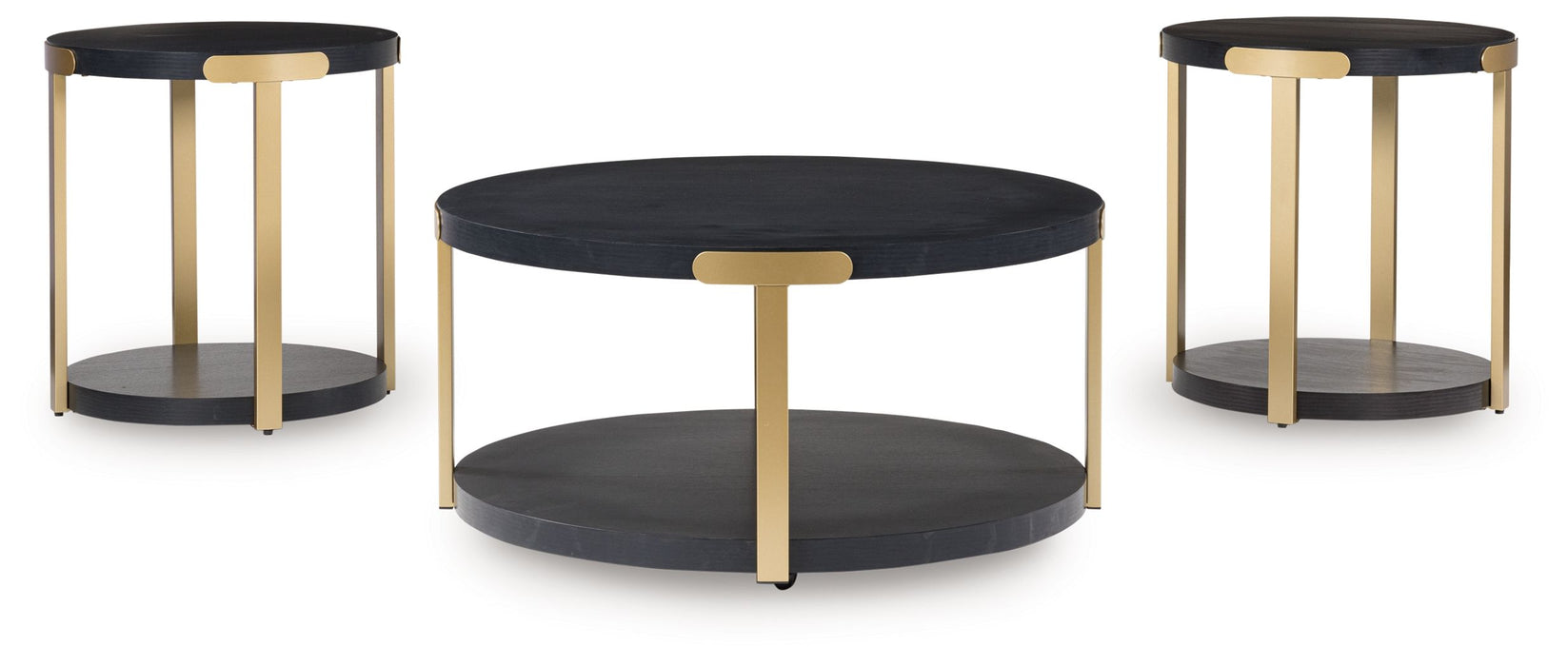 Shylore - Black / Brass Finish - Occasional Table Set (Set of 3)