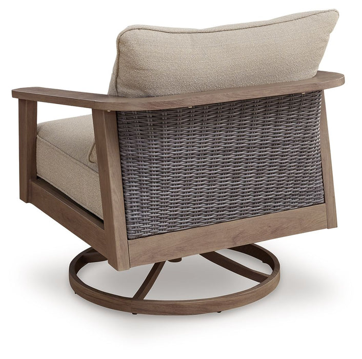 Francis Beach - Swivel Lounge With Cushion - Natural / Gray