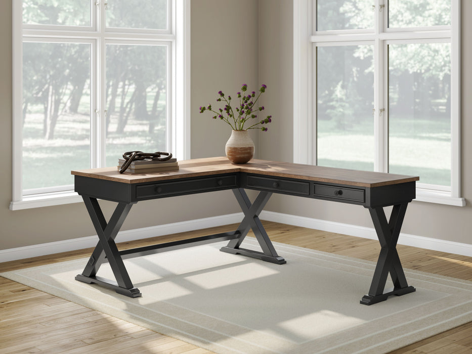 Wildenauer - Brown / Black - Home Office Desk And Return