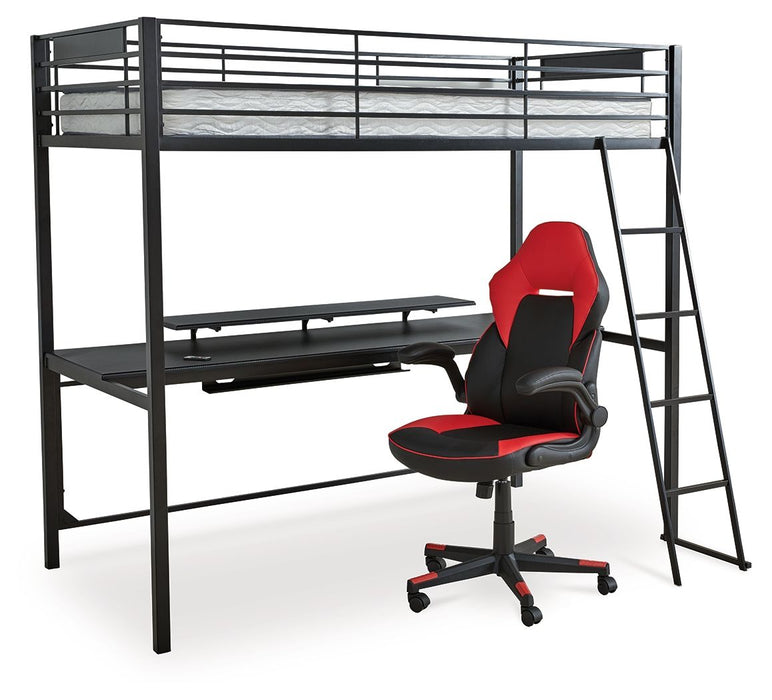 Broshard - Black - Twin Loft Bed With Desk