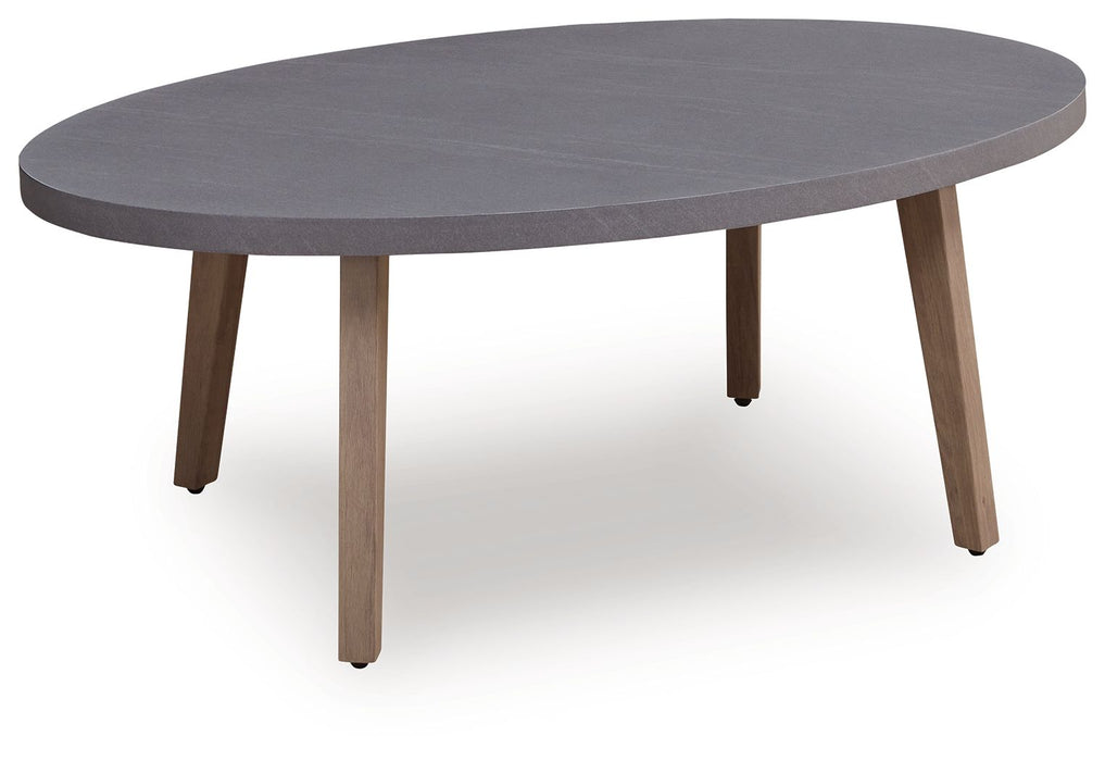 Francis Beach - Oval Cocktail Table - Natural / Gray