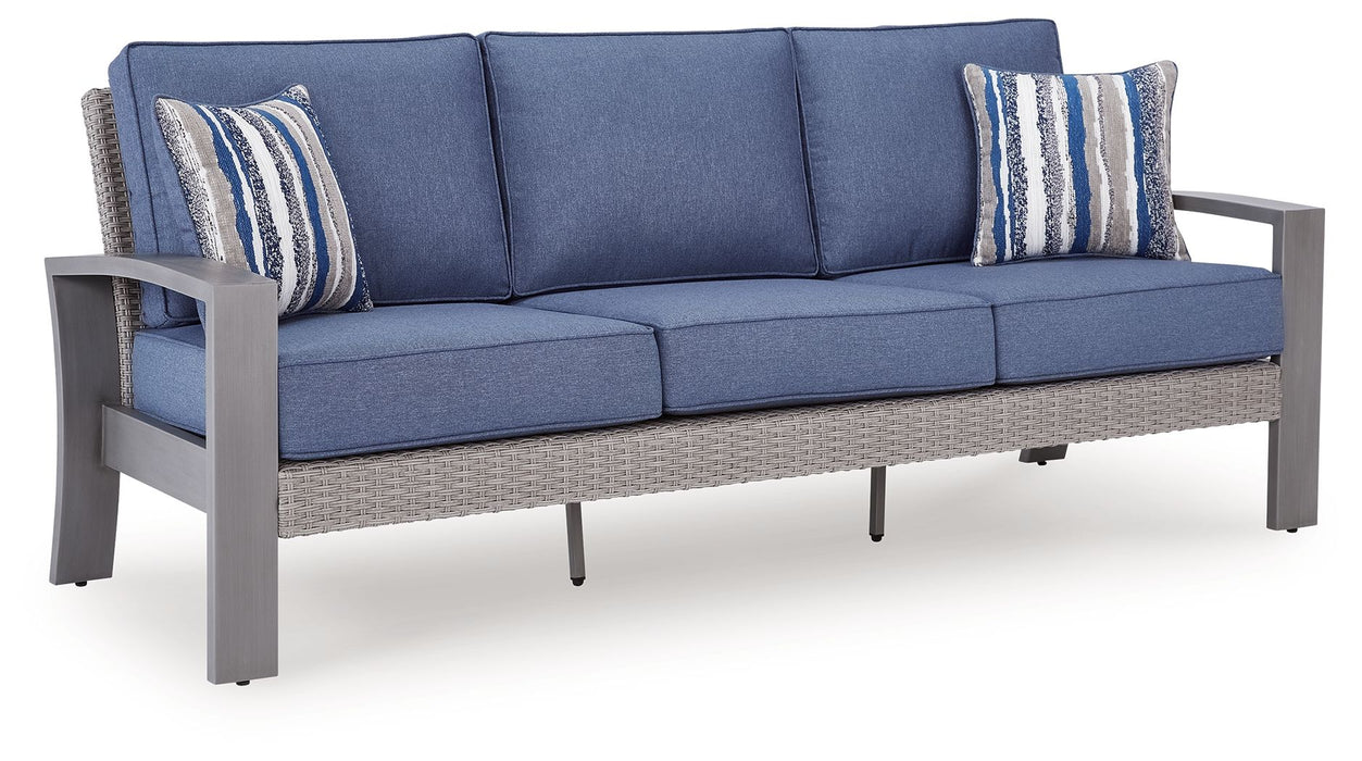 Dillon Beach - Sofa With Cushion - Blue / Gray