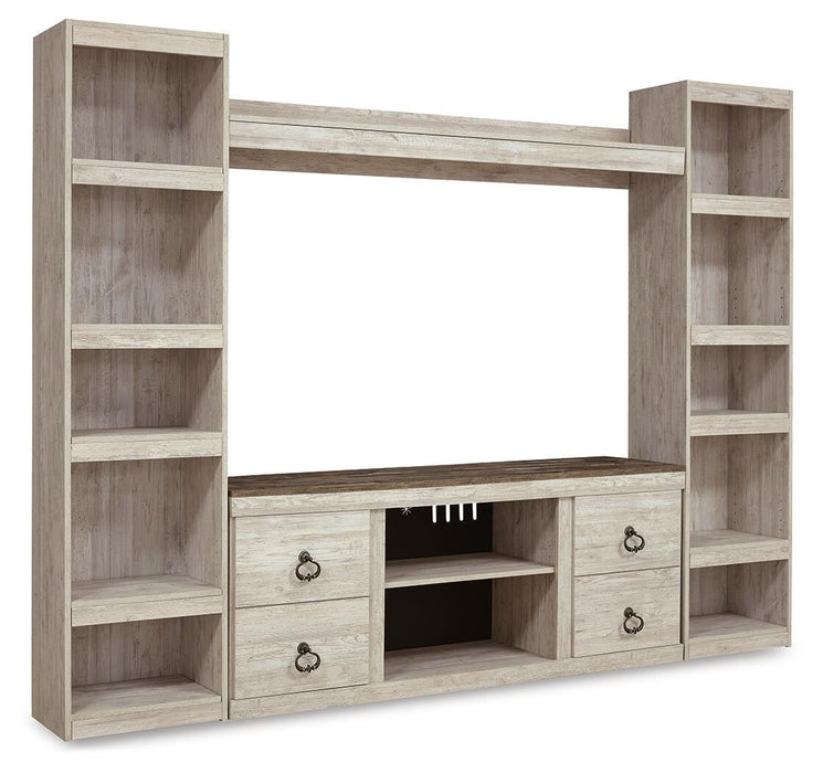 Willowton - 4-Piece Entertainment Center - Whitewash