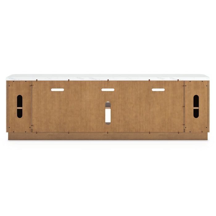 Camdill - XL TV Stand With Fireplace Option - Light Brown