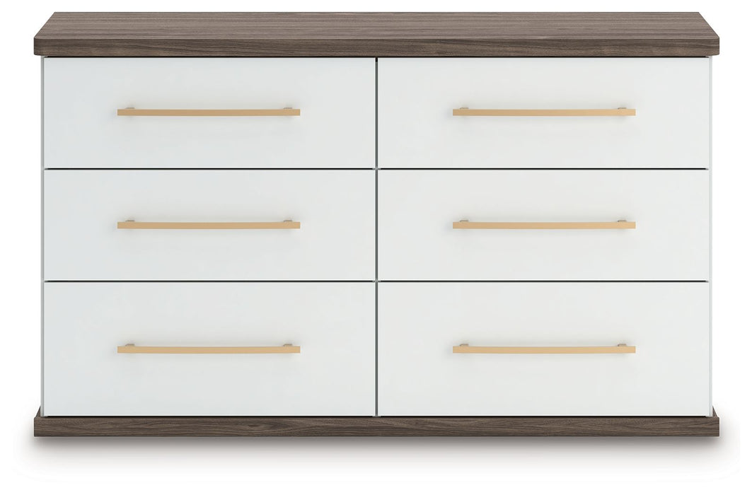 Kendanport - 3 Pc. - Dresser And 2 Nightstands - Brown / White
