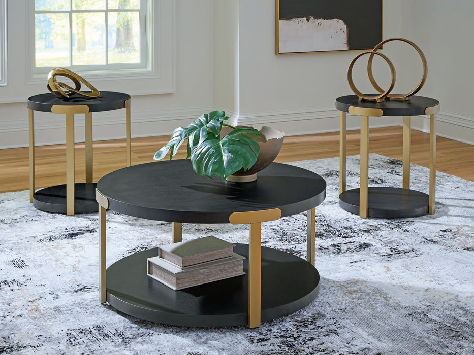 Shylore - Black / Brass Finish - Occasional Table Set (Set of 3)