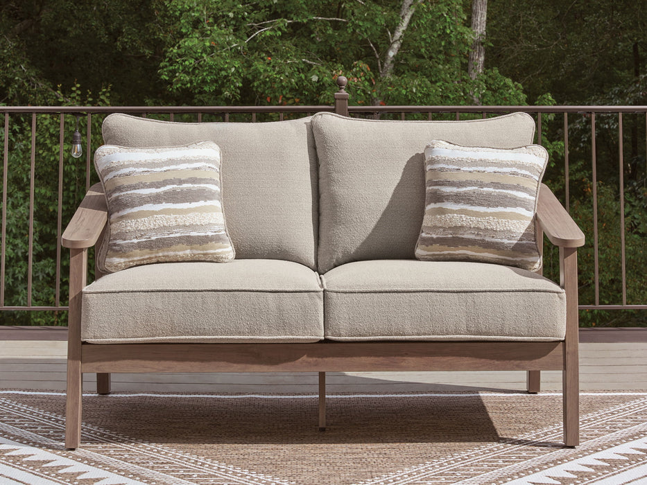 Francis Beach - Loveseat With Cushion - Natural / Gray