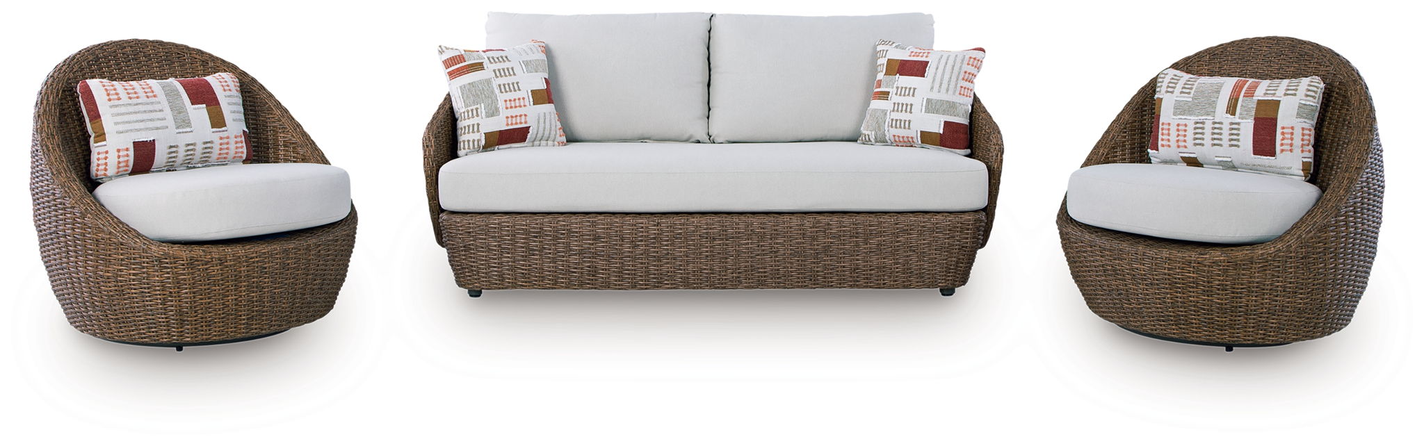 Cardiff Beach - Loveseat, Swivel Chairs Set (Set of 3) - Beige