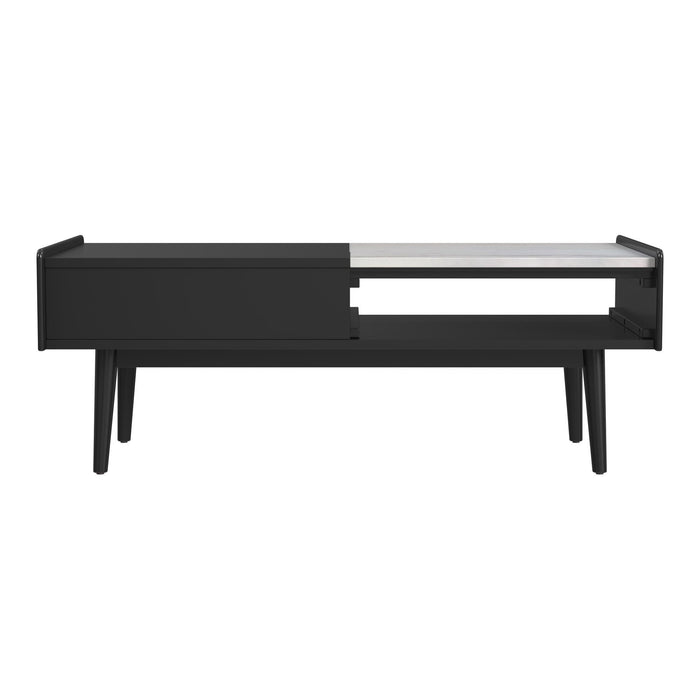 Lanette - Coffee Table With White Marble And Lift-Top - Black