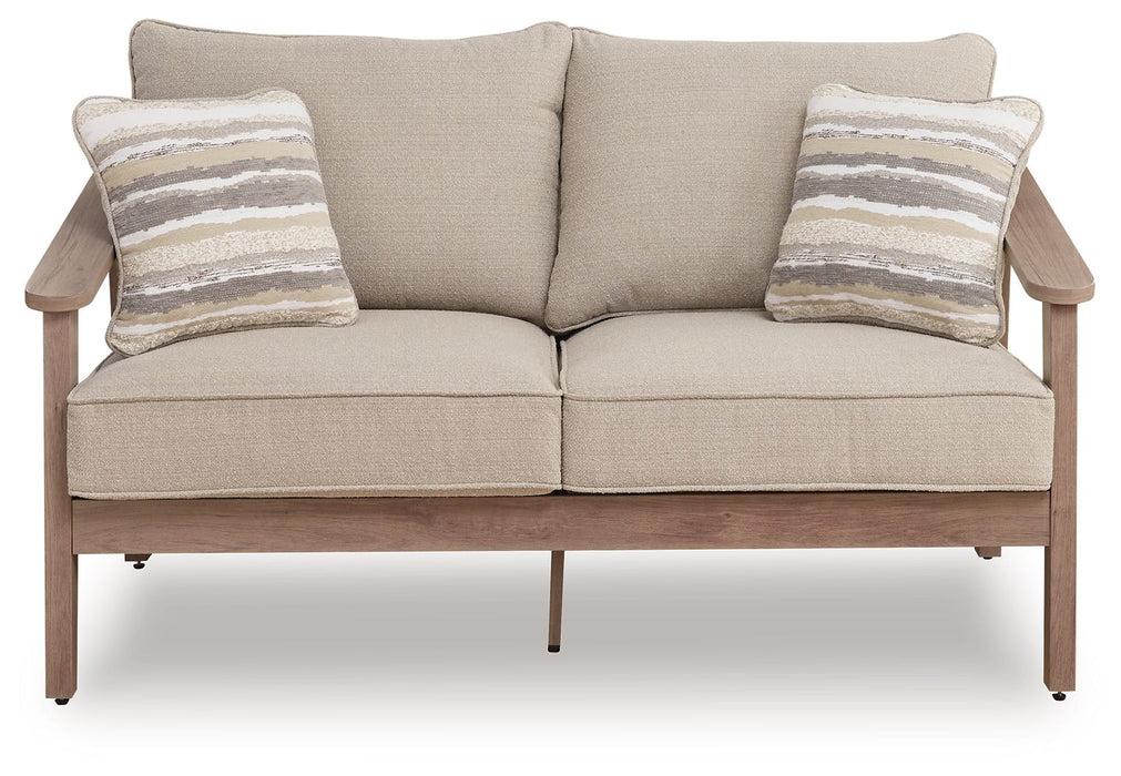 Francis Beach - Loveseat With Cushion - Natural / Gray