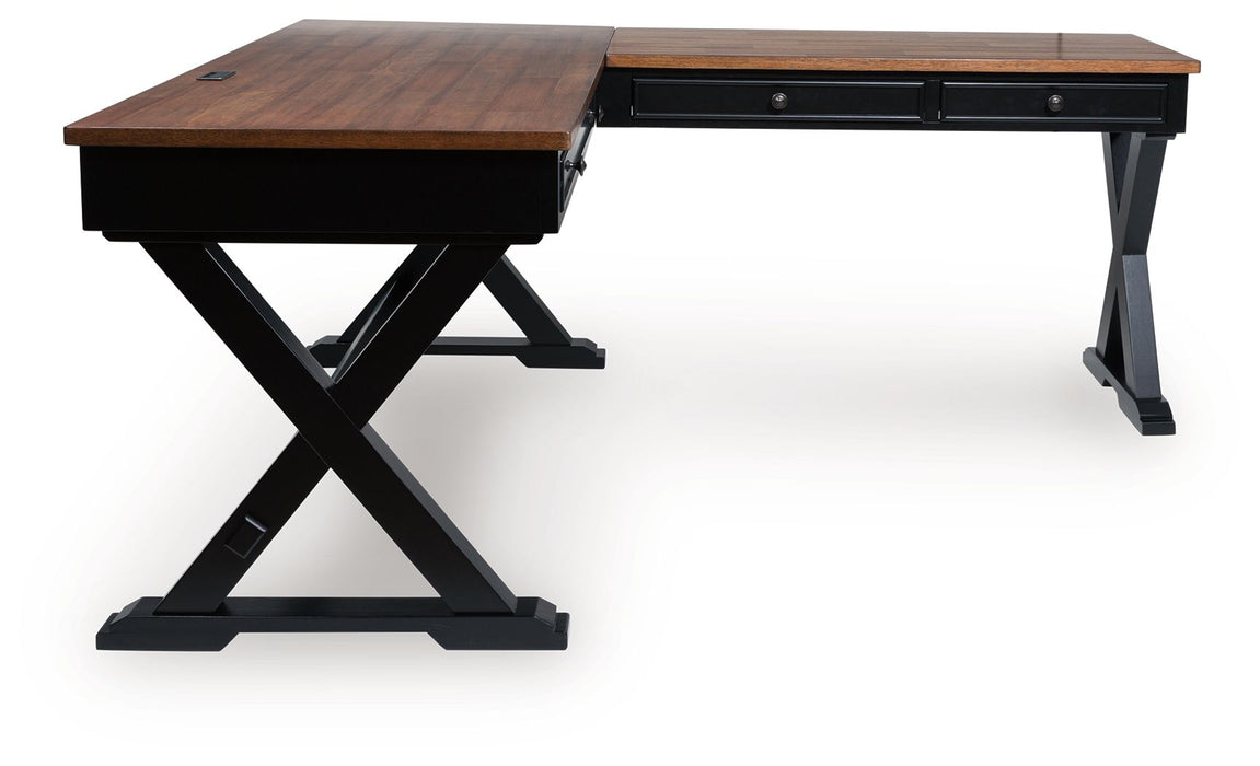Wildenauer - Brown / Black - Home Office Desk And Return