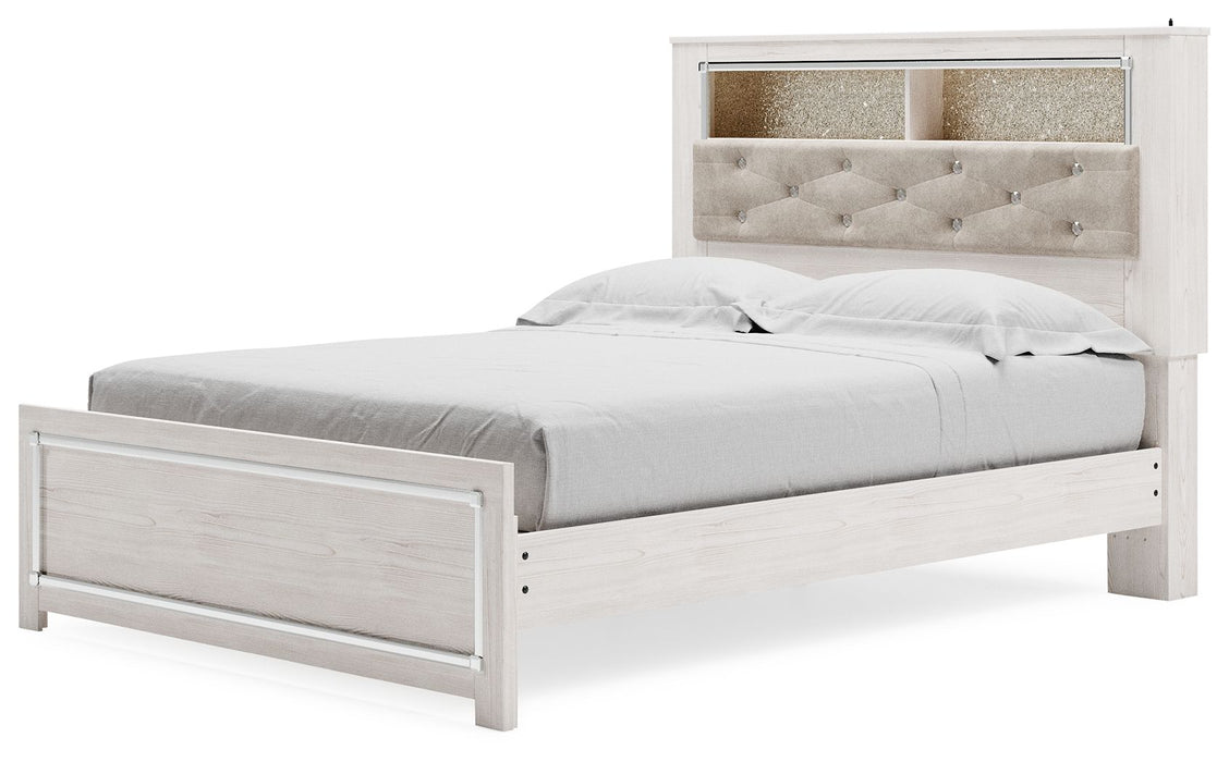 Altyra - White - Queen Panel Bookcase Bed With Roll Slats