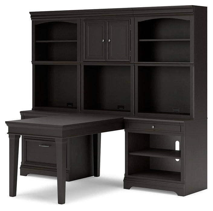 Beckincreek - Black - Home Office Bookcase Desk With 2 Bookcases