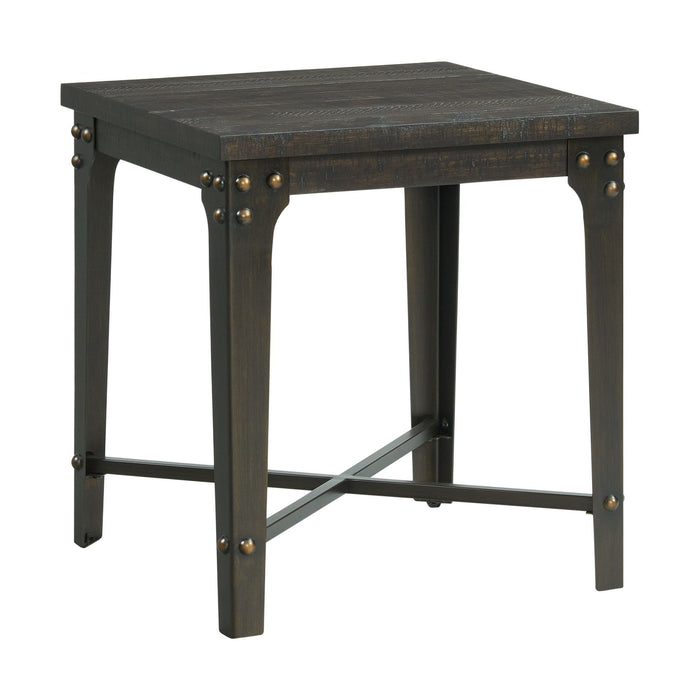 Factory - Square End Table With Usb - Light Brown