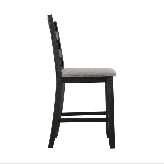Martin - Counter Side Chair With Grey Fabric (Set of 2) - Black Finish