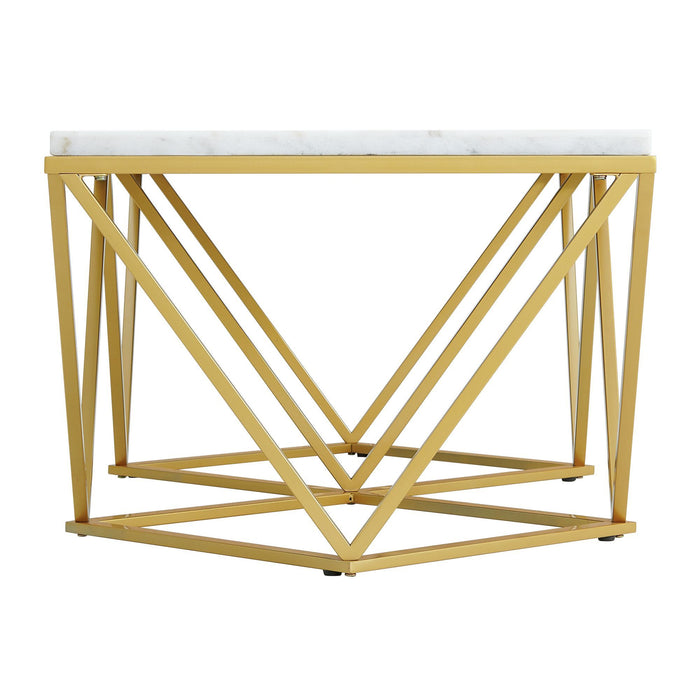 Riko - Rectangular Coffee Table With Metal Leg - Gold