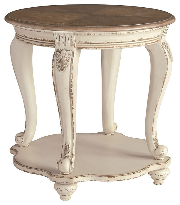 Realyn - White / Brown - Round End Table