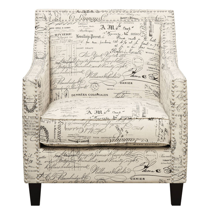 Erica - Chair & Ottoman - Beige / French Script