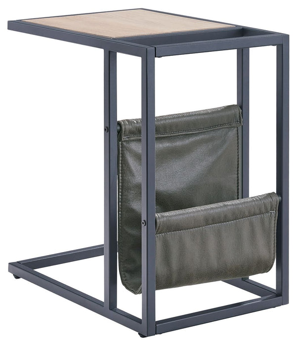Freslowe - Light Brown / Black - Chair Side End Table With Magazine Basket