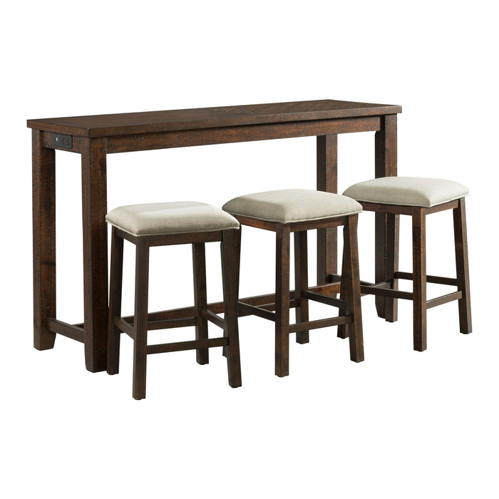 Jax - Bar Table Single Pack (Table + Three Stools) - Dark Walnut