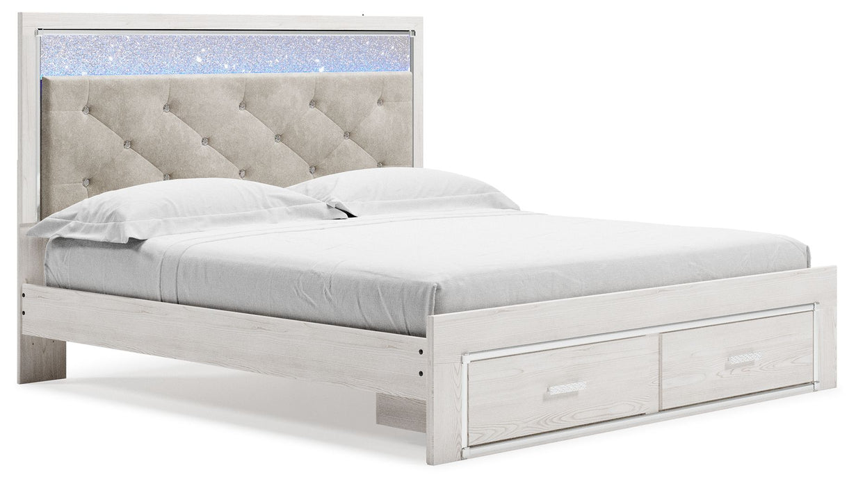 Altyra - White - King Upholstered Storage Bed
