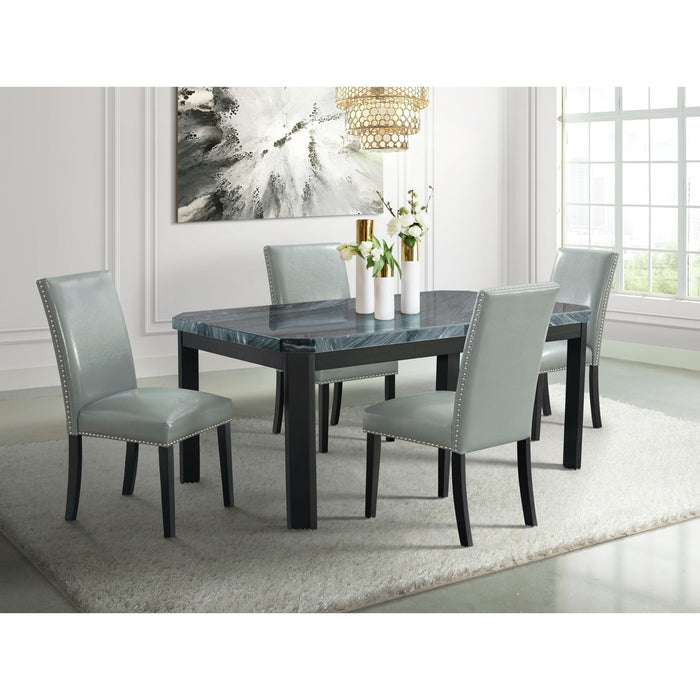 Francesca - Rectangular 5 Piece Grey Pu Chairs Dining Set-Table & Four Chairs