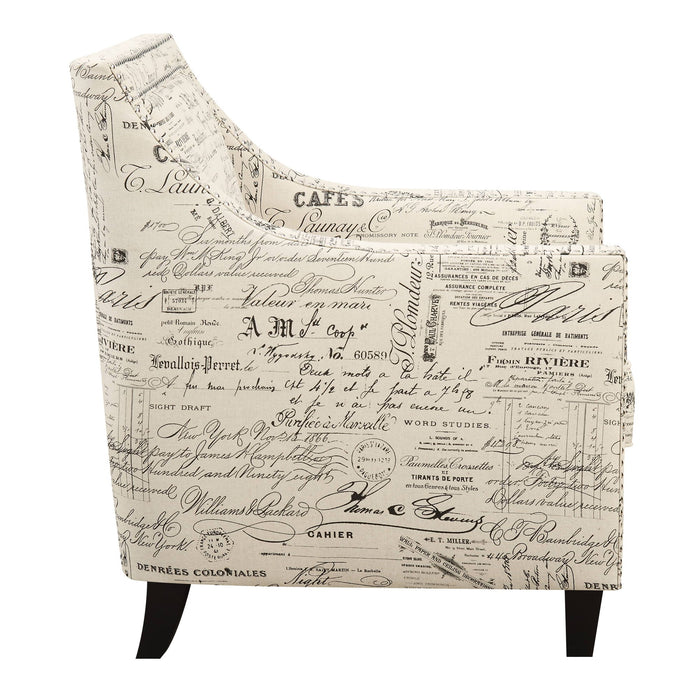 Erica - Chair & Ottoman - Beige / French Script